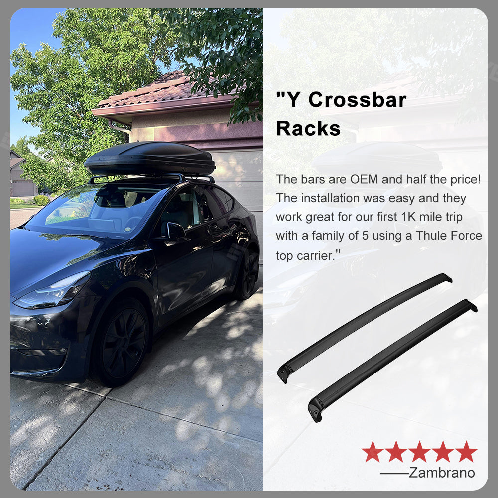 Tesla Model 3 Y Crossbar Roof Rack Lockable Cargo Carrier 2PCS