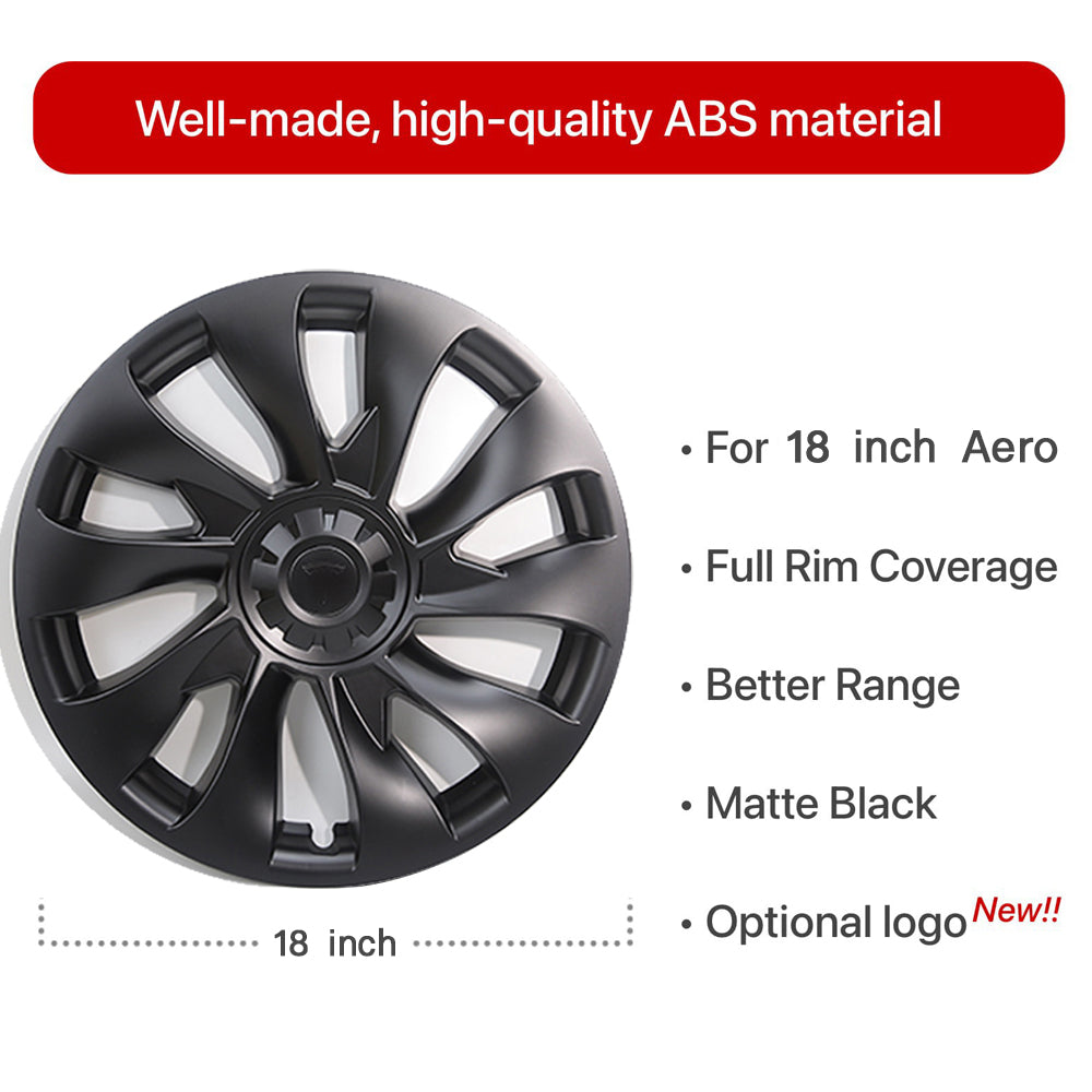 EVBASE Model 3 18inch Überturbine Wheel Cover For Tesla 3 18inch Turbine Wheel Cap Kit 4PCS Matte Black