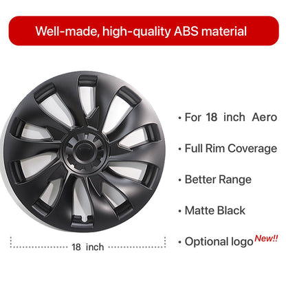 EVBASE 4PCS Tesla Model 3 Wheel Covers 18inch Model 3 Überturbine For 2017-2023 Tesla 3 18inch Turbine Wheel Cap Kit Matte Black