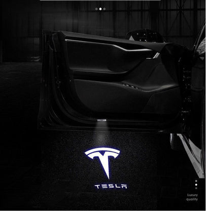 Model 3 Highland & Model Y Juniper Puddle Lights Projector Door Step Light T Logo with Letters Tesla Interior Accessories