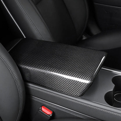 Tesla Model Y 3 Carbon Fiber Interior Accessories Central Control Armrest Box Cover