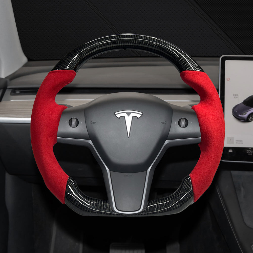 EVBASE Customized Tesla Carbon Fiber Steering Wheel Model 3 Y Tesla Accessrioes