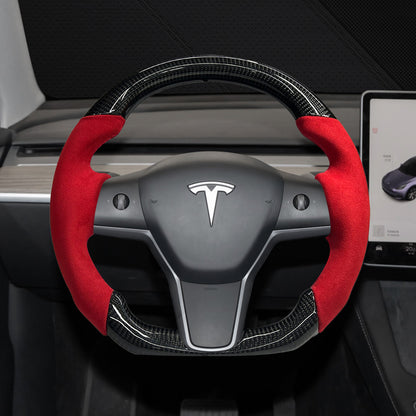 New Tesla Steering Wheel Customized Model 3 Y Carbon Fiber Steering Wheel