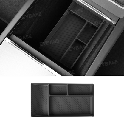 Model Y Juniper Center Console Storage Box Tesla Organizer Armrest Box Tray Silicone Liner