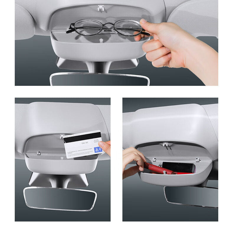 Auto Sunglasses Storage Box Case Glasses Holder Push Switch For Tesla Model  Y