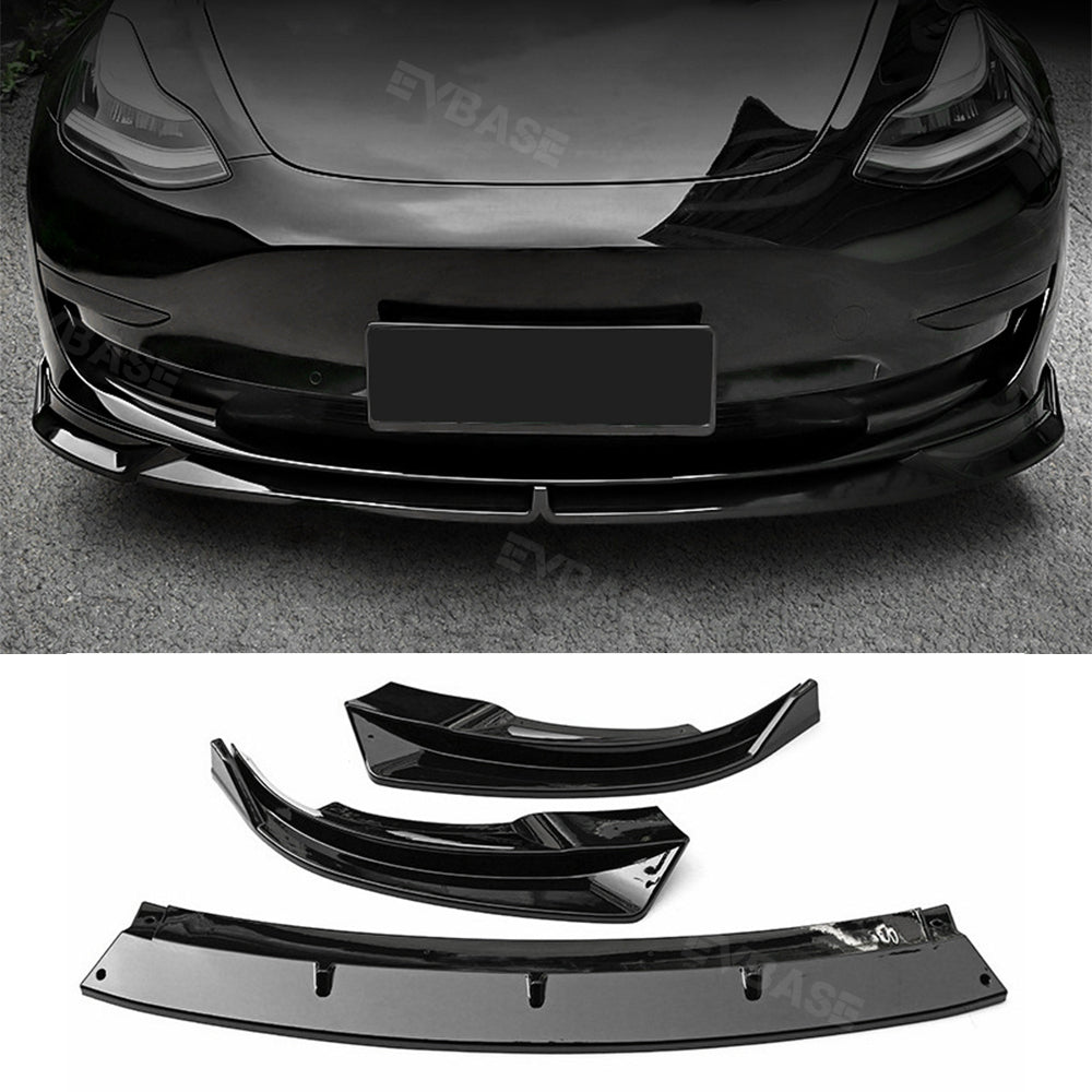 EVBASE Tesla Model Y Front Bumper Lip Kit ABS Apron Fascia Front Spoiler