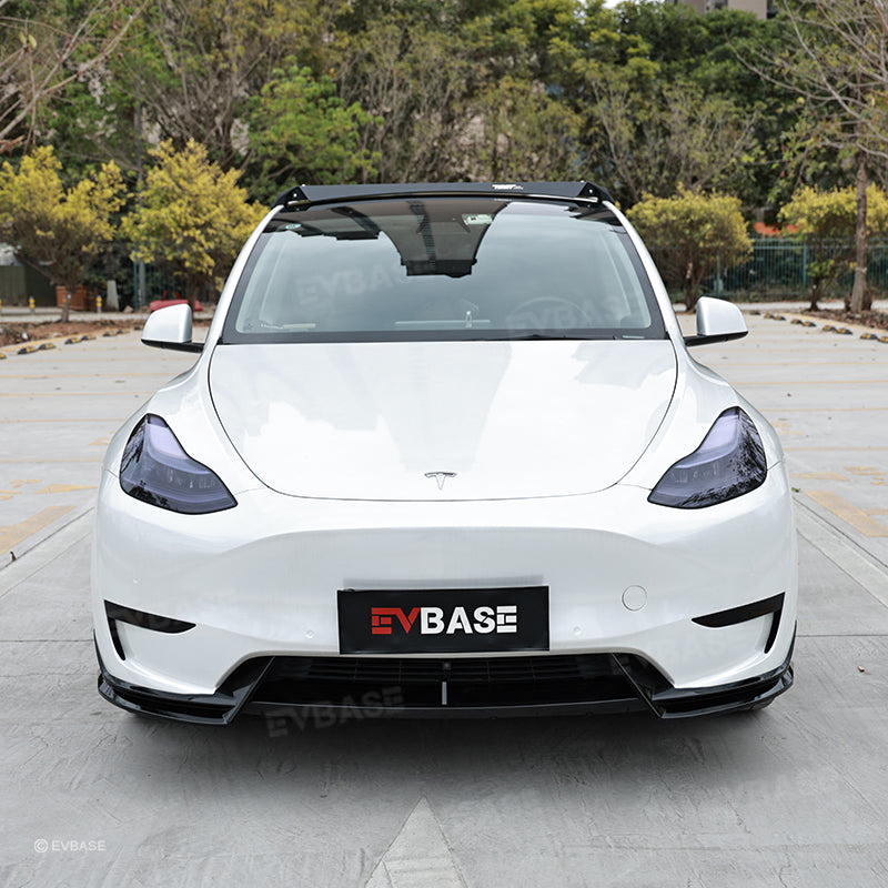 EVBASE Tesla Model Y Front Bumper Lip Fascia Front Lip Spoiler ABS Sport Body Kit Front Apron Model 3