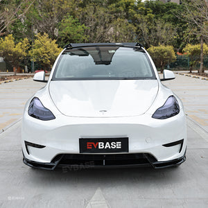 EVBASE Tesla Model Y Front Bumper Lip Fascia Front Lip Spoiler ABS Sport Body Kit Front Apron Model 3