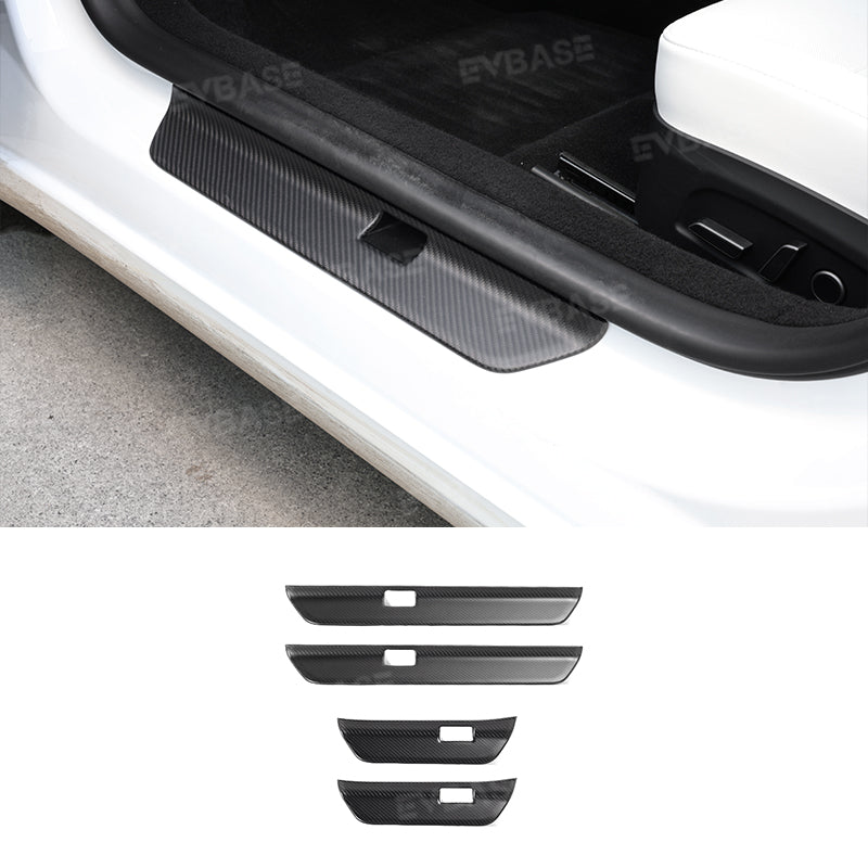 Tesla Model 3 Highland Door Sill Protector Real Carbon Fiber Scuff Plates Cover Protection