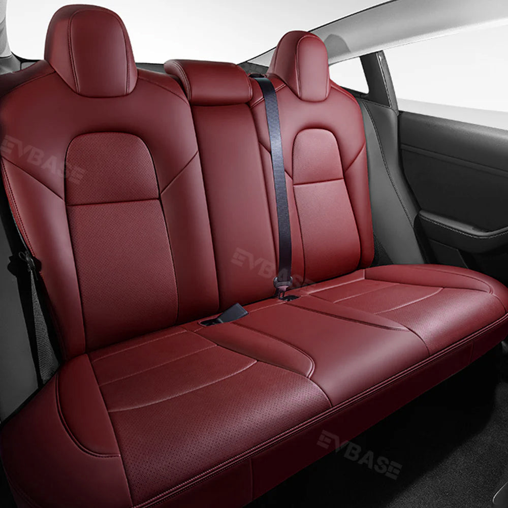 Custom Seat Covers Luxury NAPPA Litchi Vegan Leather Breathable Cushion For Tesla Model Y 3