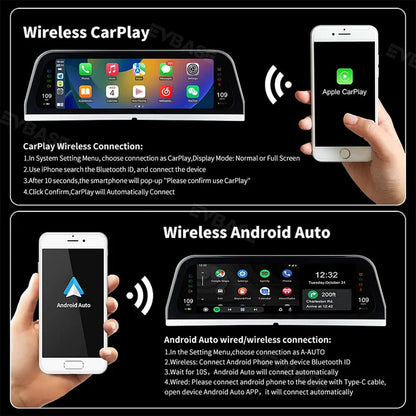 Tesla Model 3/Y/3 Highland 9.6" Dashboard Touchscreen Carplay Head-Up Display Instrument Cluster Android Auto