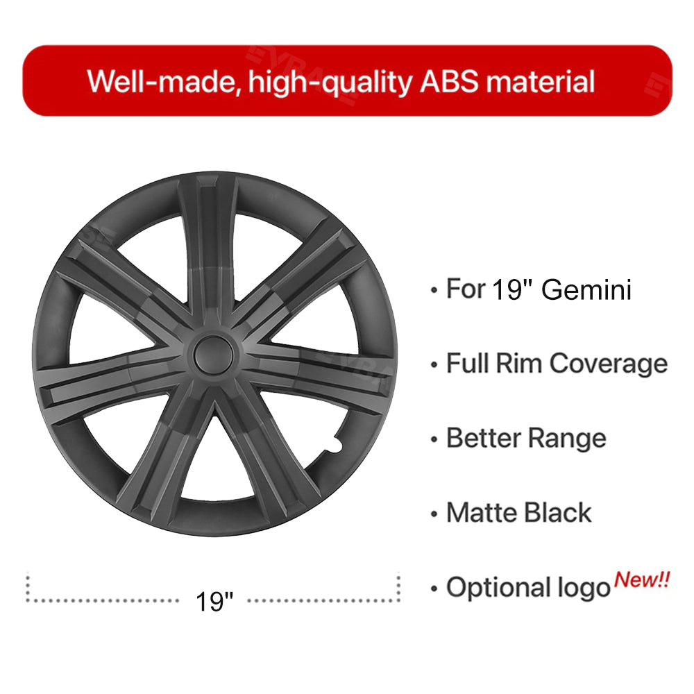 Tesla Model Y Wheel Covers 19 Inch Interstellar Style Matte Black Metal Grey Hubcaps Replacement