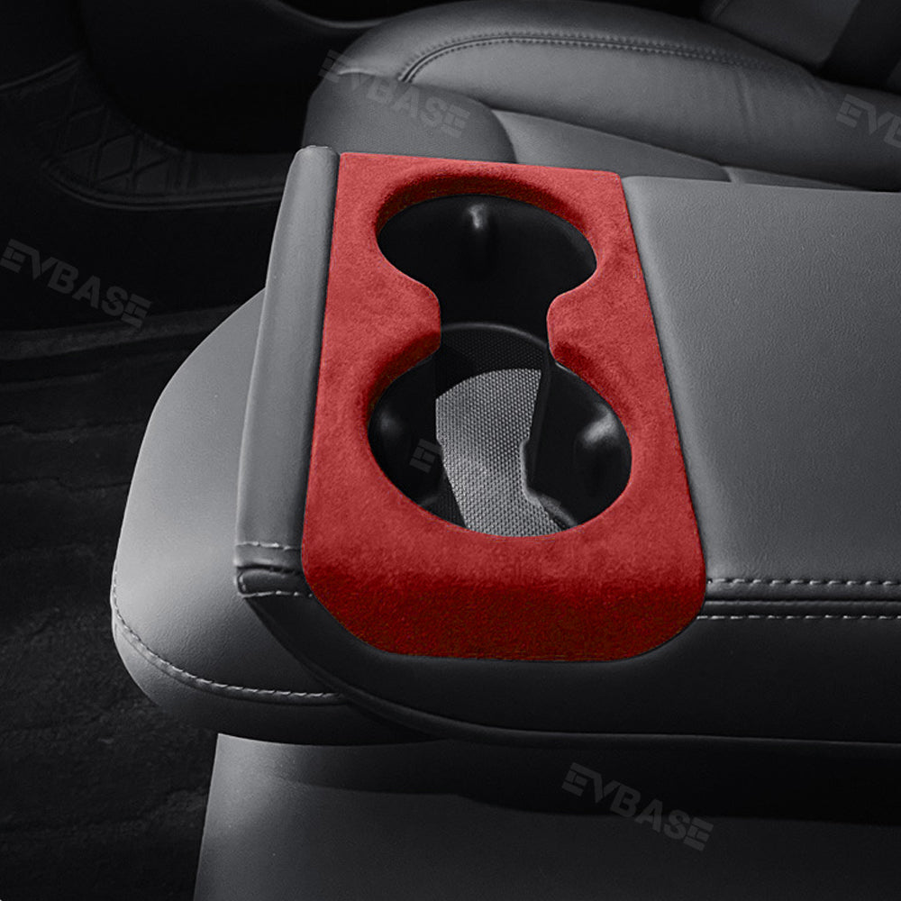 Tesla Model 3 Highland Alcantara Rear Seat Cup Holder Cover Center Console Sticker Panel Armrest Console Decorative Trim