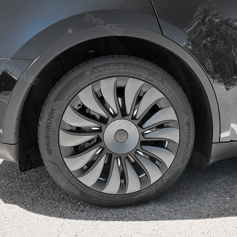 Model Y Überturbine Wheels Covers 19inch Carbon Fiber Texture for Tesla Gemini Wheels Exterior Accessories