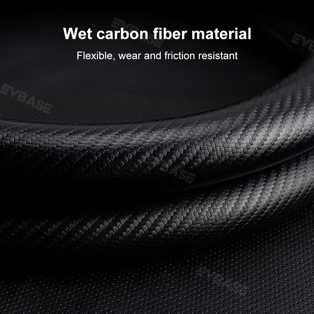 Tesla Model 3 Highland Steering Wheel Cover Wrap Breathable Anti-Slip Perforated Leather Wet Carbon Fiber