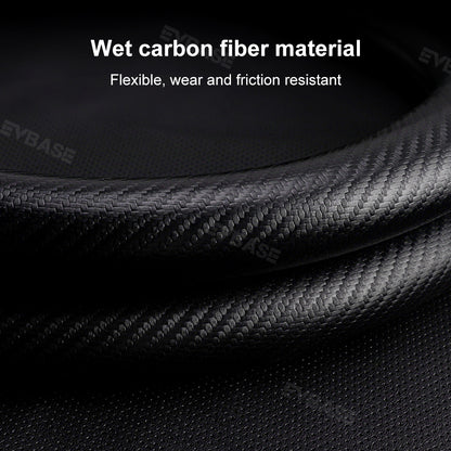 Tesla Model 3 Highland Steering Wheel Cover Wrap Breathable Anti-Slip Perforated Leather Wet Carbon Fiber