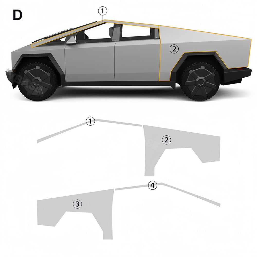 Tesla Cybertruck TPU Wrap Invisible Pre-cut Full Coverage Protective Film PPF Paint Protection Film