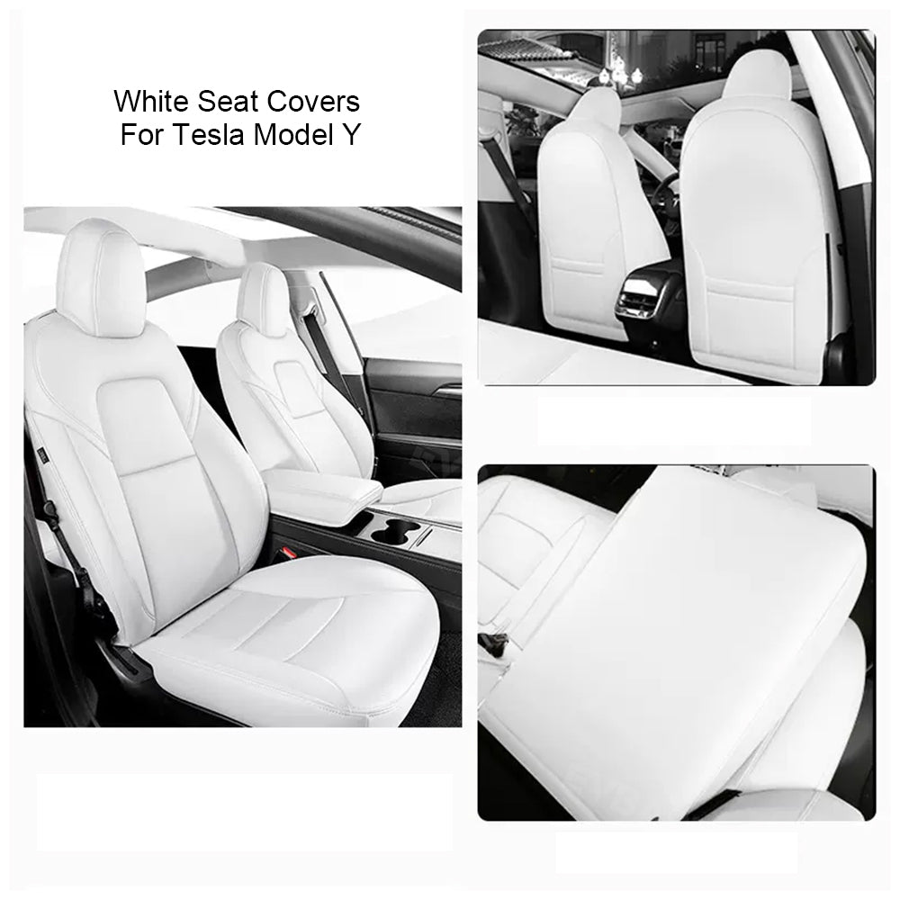 Tesla Model Y 3 Custom Seat Covers Cushion Breathable NAPPA Litchi Vegan Leather