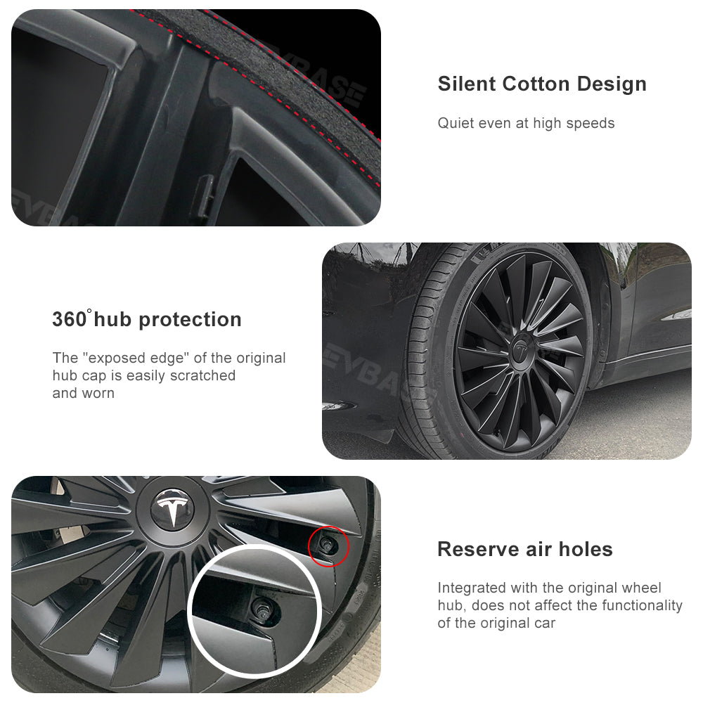 Model 3 Highland Wheels Covers Hub Caps Matte Black 18inch for Tesla Exterior Accessories EVBASE