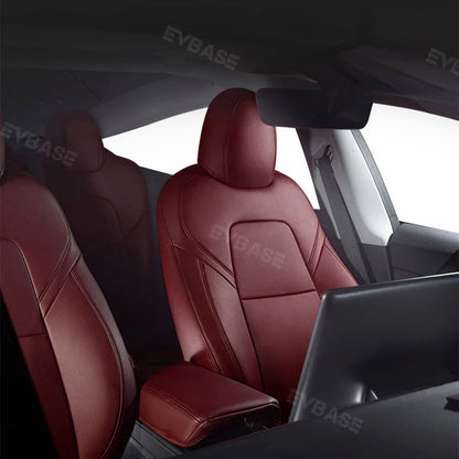 Custom Seat Covers Luxury NAPPA Litchi Vegan Leather Breathable Cushion For Tesla Model Y 3