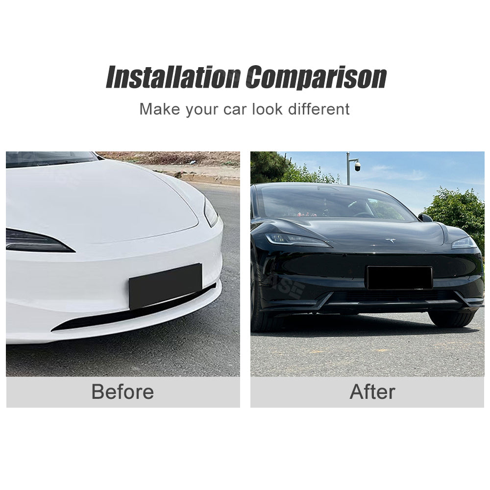 Tesla Model 3 Front Bumper Lip Spoiler V Style Splitter ABS Body Kit