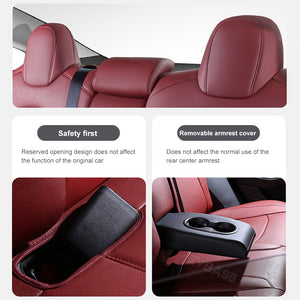 Custom Seat Covers Luxury NAPPA Litchi Vegan Leather Breathable Cushion For Tesla Model Y 3