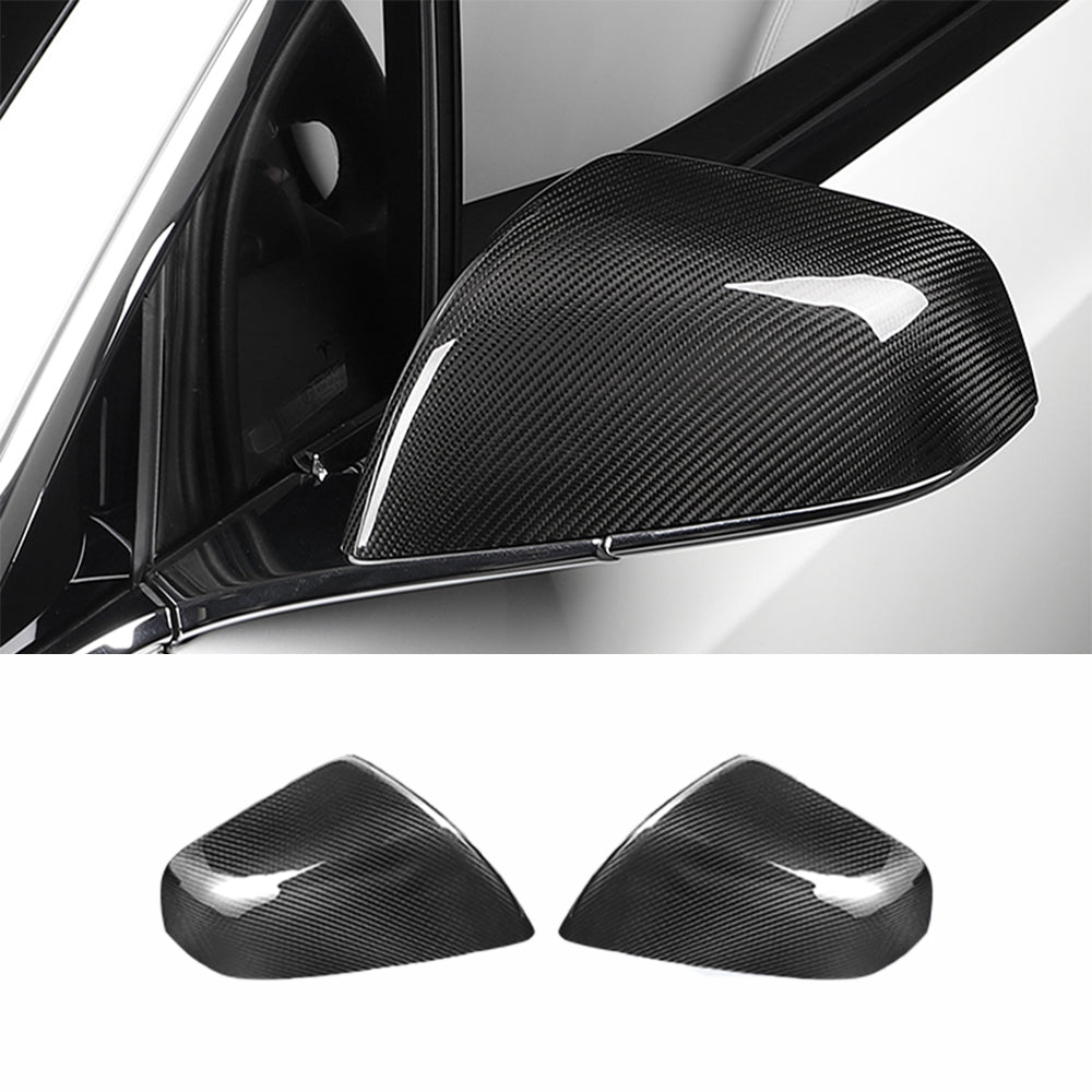 EVBASE Tesla Model X S Real Carbon Fiber Side Mirror Cover Anti-Scratch Model X S Exterior Accessories