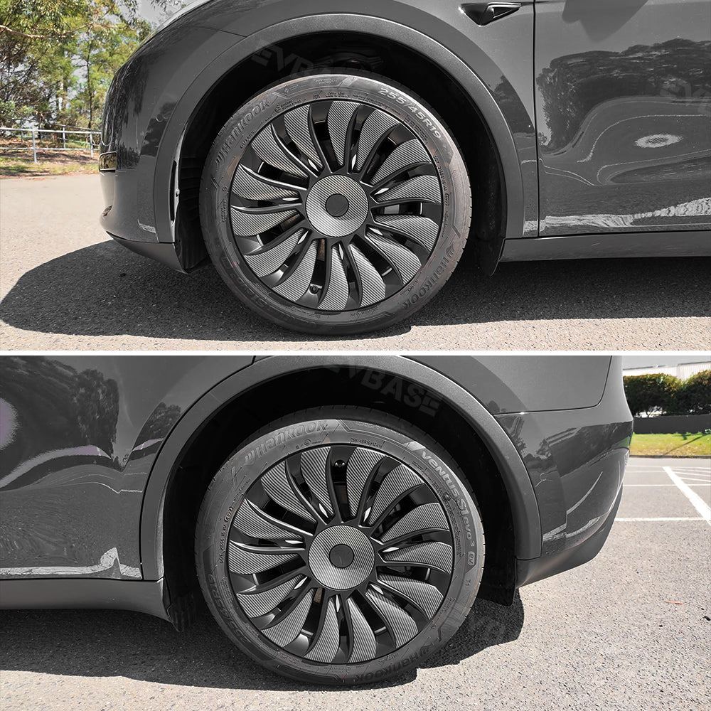 Model Y Überturbine Wheels Covers 19inch Carbon Fiber Texture for Tesla Gemini Wheels Exterior Accessories