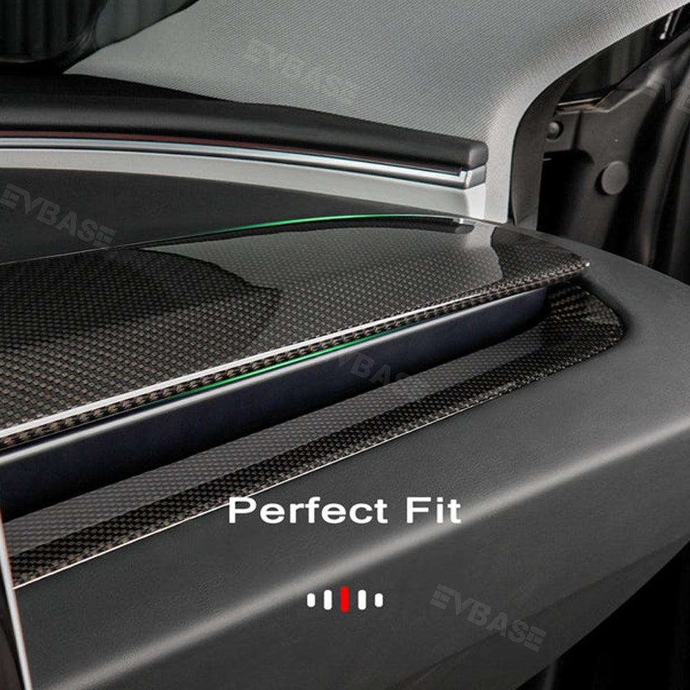 Model 3 Highland Real Carbon Fiber Dashboard Replacement Panel Tesla Interior Trim Cover EVBASE