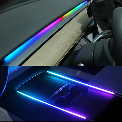 EVBASE Tesla Model 3 Y Dashboard Streamer Ambient Light Interior Car Neon Lights