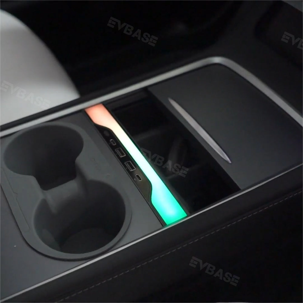 Tesla RGB USB Hub Adapter With Ambient Light Model 3 Y Center Console Multiport Hub Adapter