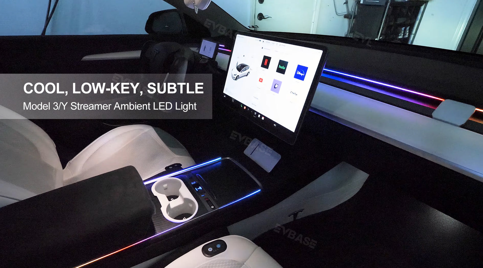 Tesla Model 3 Y Interior Ambient Light Under Screen Dashboard Light Mu -  EVBASE-Premium EV&Tesla Accessories