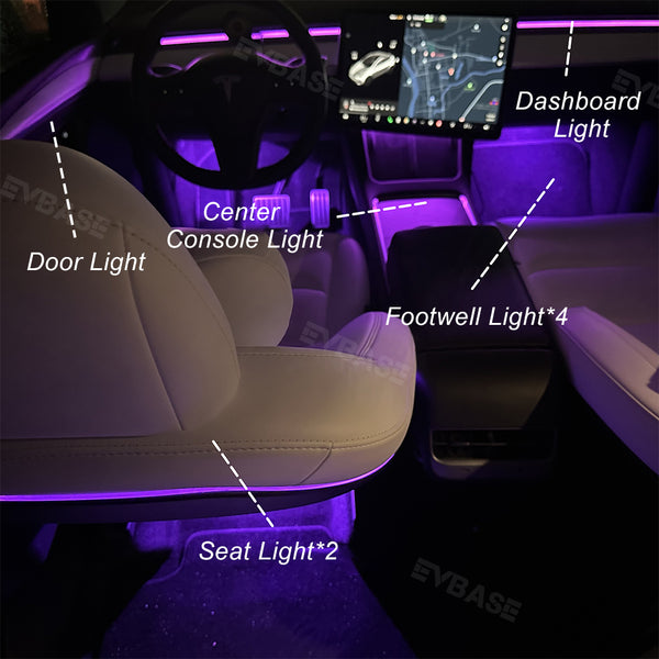 EVBASE Model 3 Y Ambient Light Kits Streamer Tesla Interior LED Lighti -  EVBASE-Premium EV&Tesla Accessories
