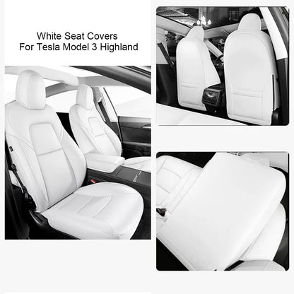 Tesla Model Y 3 Custom Seat Covers Cushion Breathable NAPPA Litchi Vegan Leather