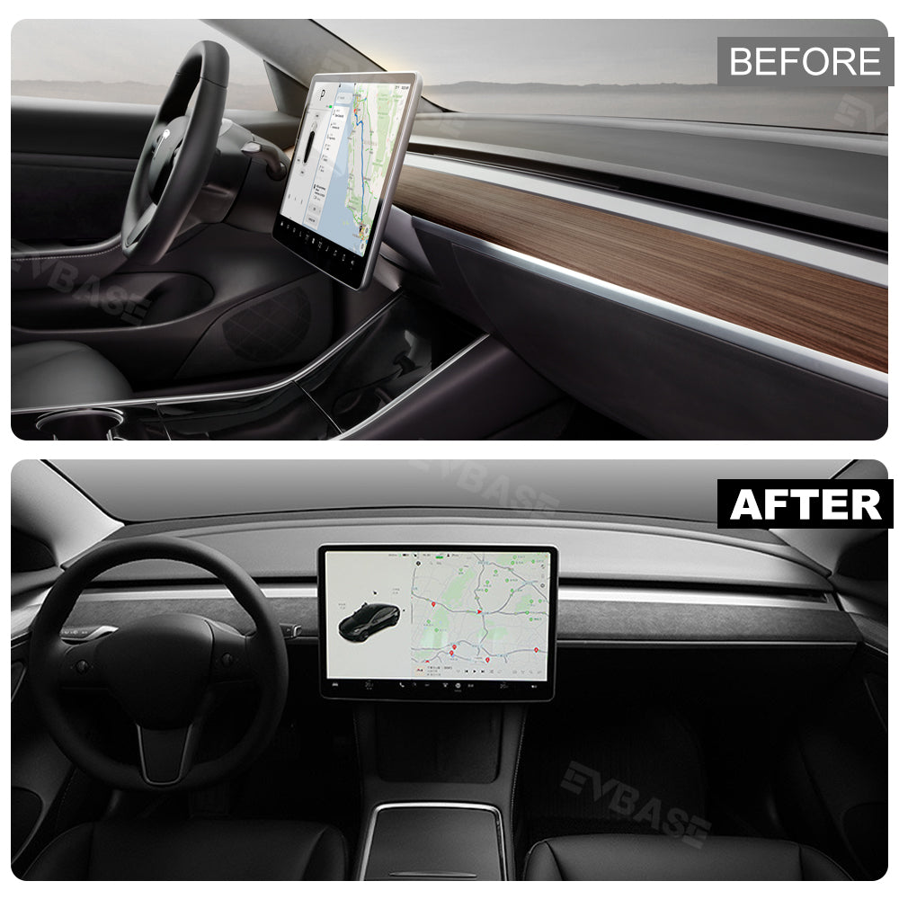 Tesla Model 3/Y Alcantara Dashboard Cover Interior Trim Dash Replacement Center Console Panel Strip