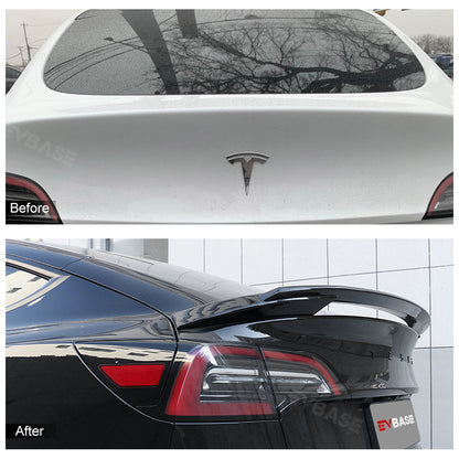 EVBASE Tesla Model 3 Spoiler Wing ABS Plastic Performance Spoiler Trunk Lid Rear Lip