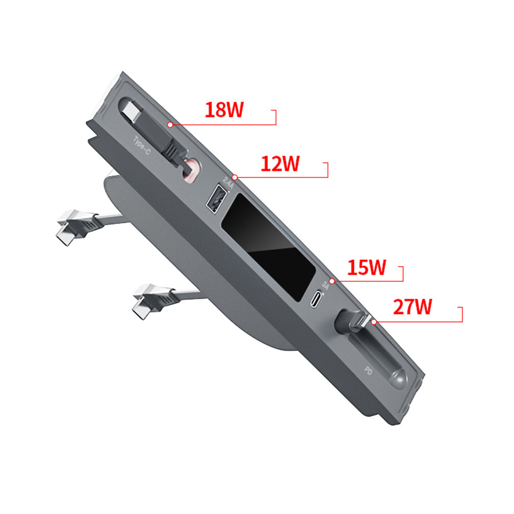 Tesla Model 3 Y Center Console USB C Multiport HUB Adapter With Retractable Data Cable|EVBASE