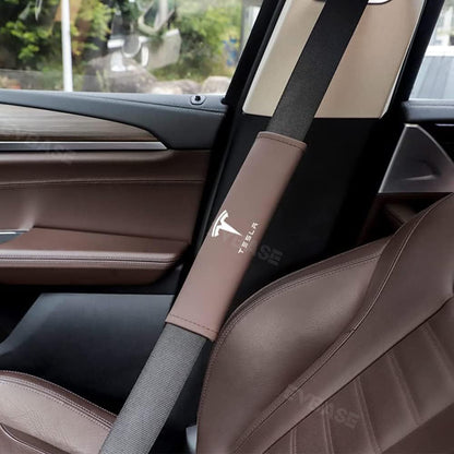 Tesla Seat Belt Cover Alcantara Suede Shoulder Pad for Model 3 Y X S Interior Accessories EVBASE