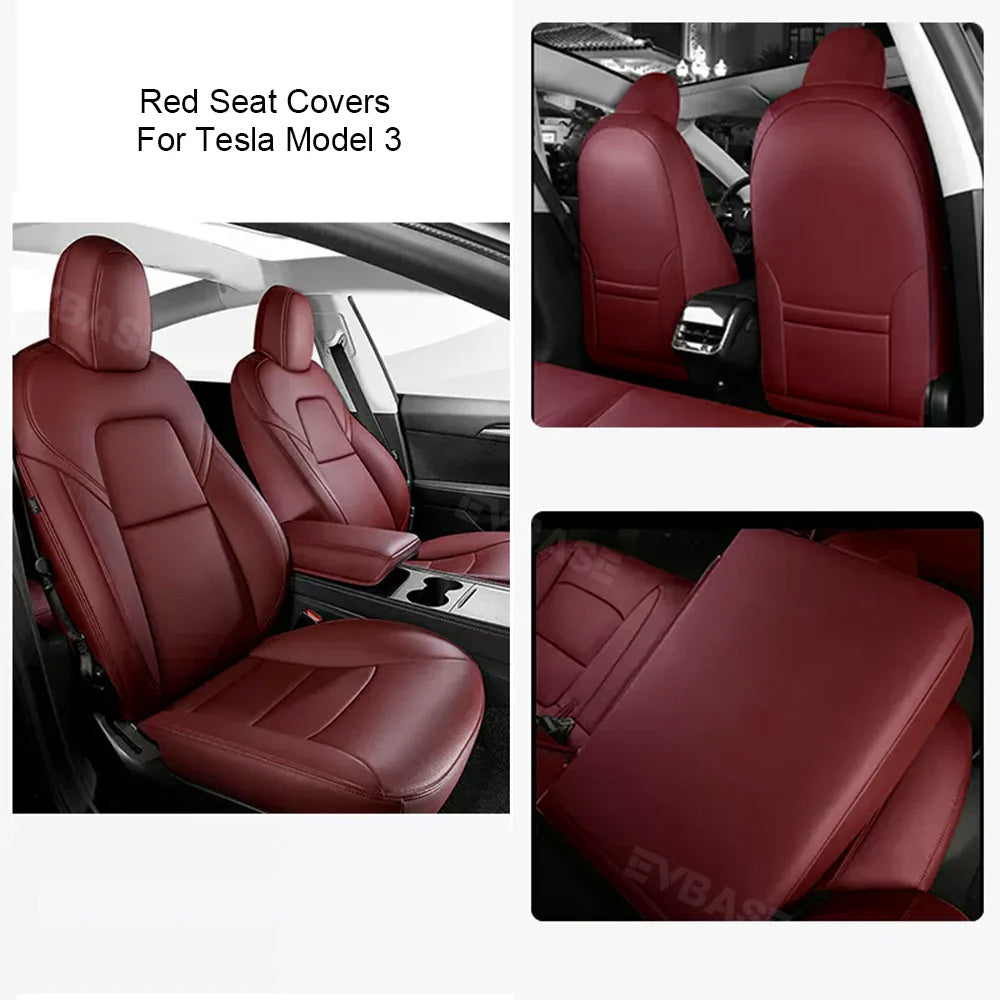 Custom Seat Covers Luxury NAPPA Litchi Vegan Leather Breathable Cushion For Tesla Model Y 3