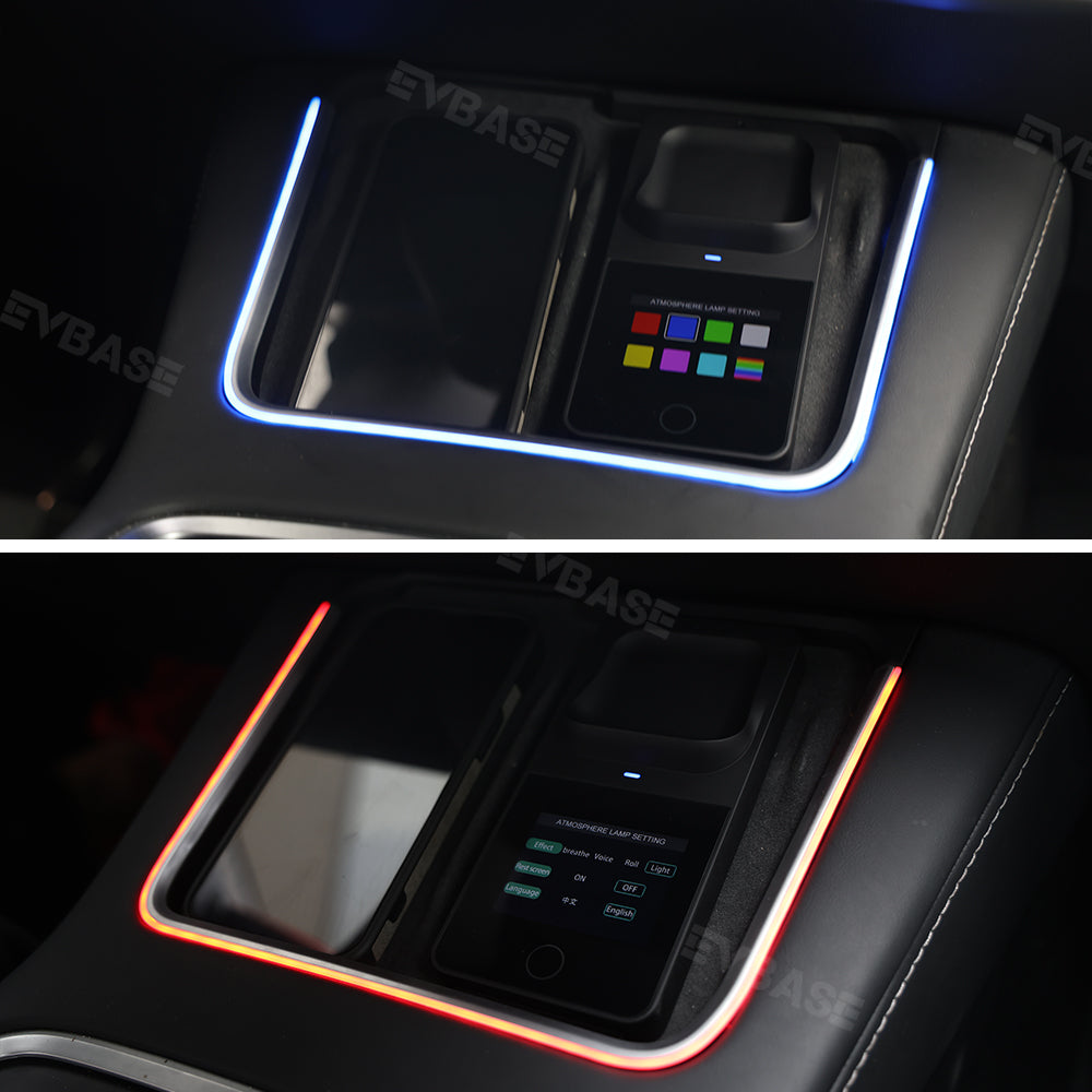 Tesla Model 3/Y Wireless Charger With LED Ambient Lighting Center Console Charging Pad