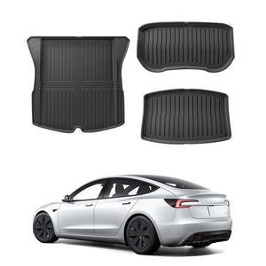 Tesla Model 3 Y Floor Mats 3D TPE Anti-Slip Waterproof All Weather Tesla Floor Mat EVBASE