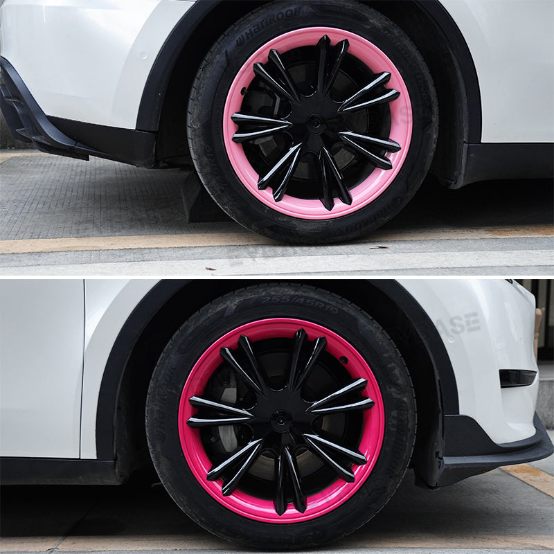 Tesla Model Y Bicolor Wheel Covers 19 Inch ABS Rim Protector Covers Sport Wheel Caps 4PCS