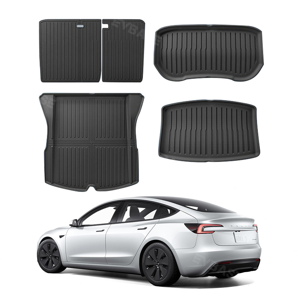 Model 3 Highland Trunk Mat Cargo Liner Back Seat Cover Tesla Interior Accessories 4PCS Set EVBASE