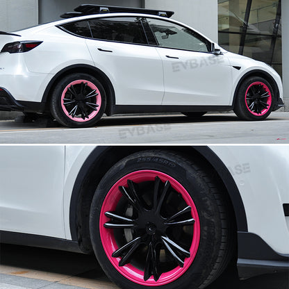 Tesla Model Y Bicolor Wheel Covers 19 Inch ABS Rim Protector Covers Sport Wheel Caps 4PCS