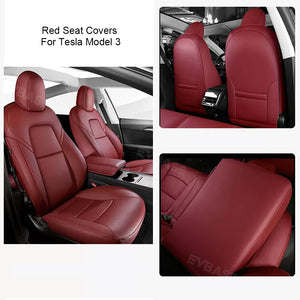 Custom Seat Covers Luxury NAPPA Litchi Vegan Leather Breathable Cushion For Tesla Model Y 3