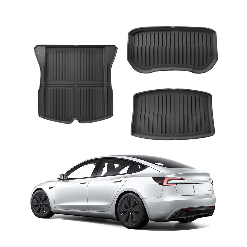 Tesla Model 3 Highland Cargo Mat Trunk Frunk Liners(Set of 3)