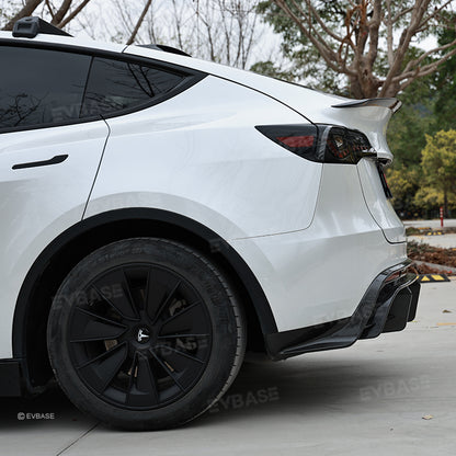 Tesla Model Y Rear Bumper Lip Wing Diffuser Replacement Splitter Spoiler ABS Body Kit Black Warrior Style