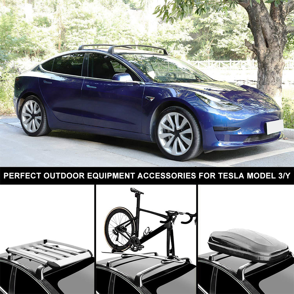 Lockable Cross Bar fits for Tesla Model 3 Y Roof Rack Carrier Rails Exterior Accessories 2PCS