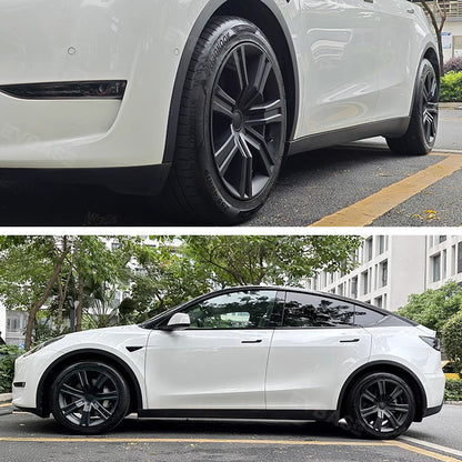 Tesla Model Y Wheel Covers 19 Inch Interstellar Style Matte Black Metal Grey Hubcaps Replacement