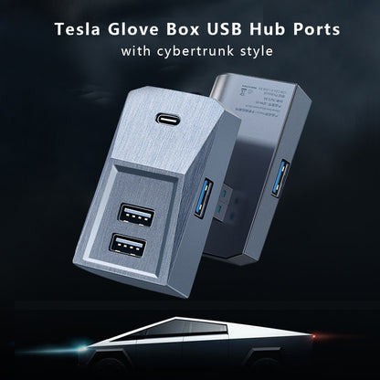 Tesla Model 3 Y Glove Box USB Hub Cybertruck Style 4-in-1 USB Hub Tesla Docking Station